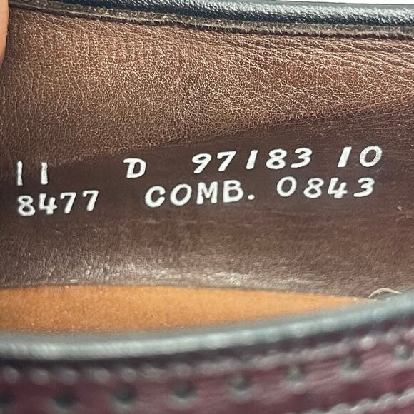 Allen Edmonds Richmond Mens Size 11 Oxford Wingtip Burgundy Leather Shoes main image 8